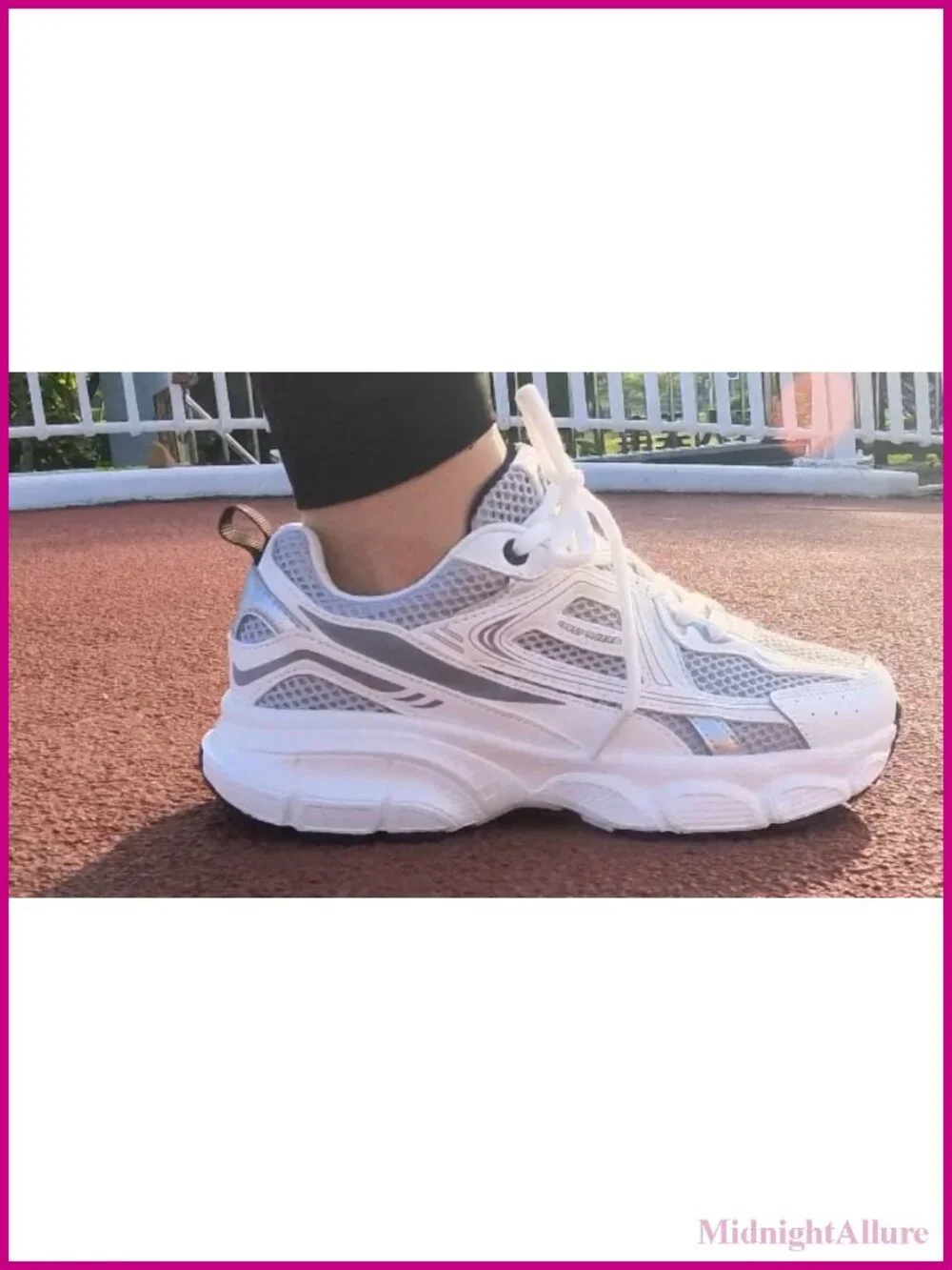 Women's Chunky Fashion Sneakers Breathable Mesh Lace-Up Athletic Shoes